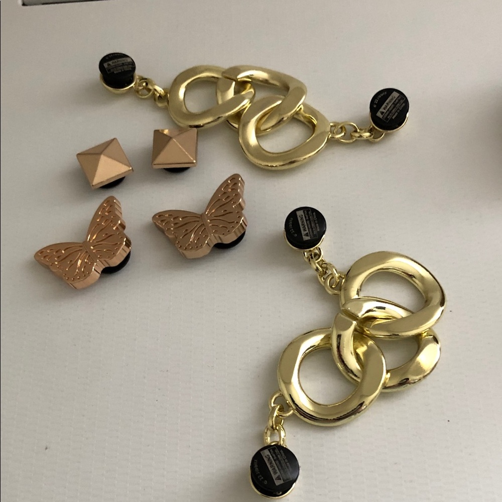 JiBBiTz “heavy” GOLD metal chains pyramid studs butterfly NWOT quality pieces